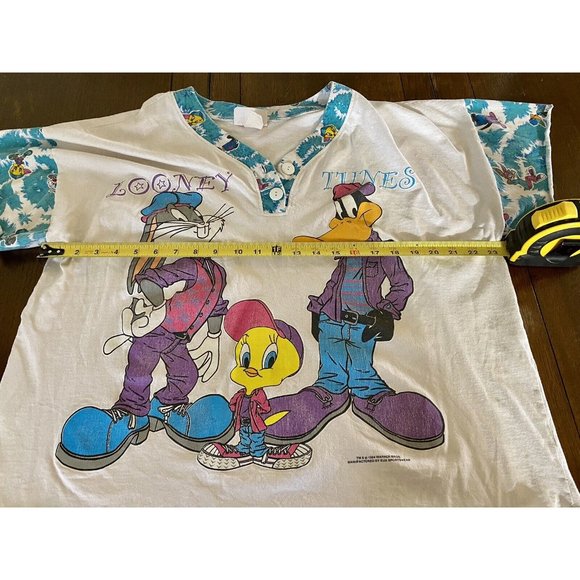Looney Tunes 1994 Sun Sportswear Large Shirt Vintage Daffy Duck Tweety Bugs READ - Picture 6 of 16